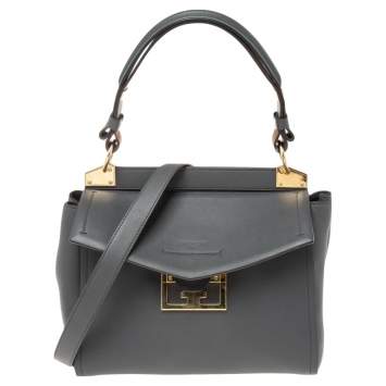 Pre Owned Givenchy Grey Leather Small Mystic Foldover Top Handle Bag