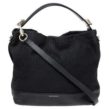 Pre Owned Givenchy Black Monogram Canvas and Leather Hobo