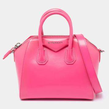 Pre Owned Givenchy Neon Pink Leather Mini Antigona Satchel
