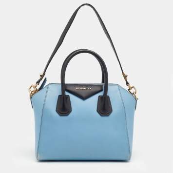 Pre Owned Givenchy Light Blue Leather Small Antigona Satchel