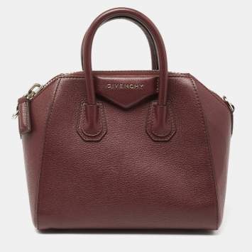 Pre Owned Givenchy Burgundy Leather Mini Antigona Satchel