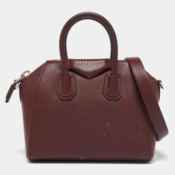Pre Owned Givenchy Burgundy Leather Mini Antigona Satchel