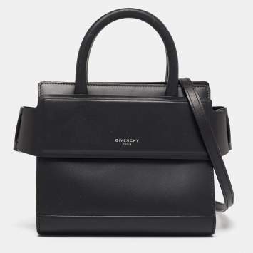 Pre Owned Givenchy Black Leather Nano Horizon Crossbody Bag