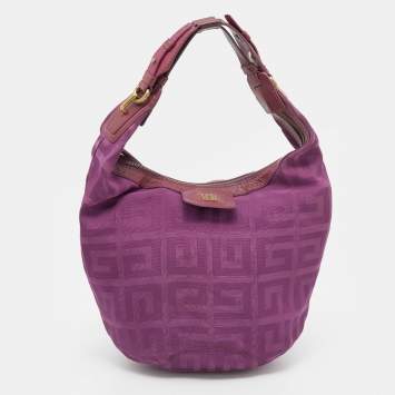 Pre Owned Givenchy Purple Monogram Canvas and Leather Hobo