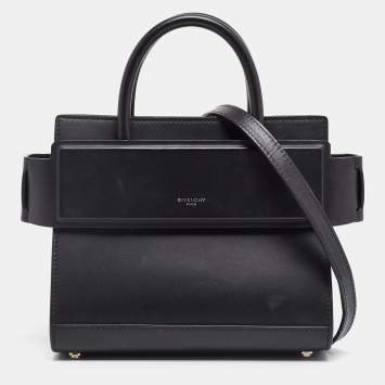 Pre Owned Givenchy Black Leather Mini Horizon Tote