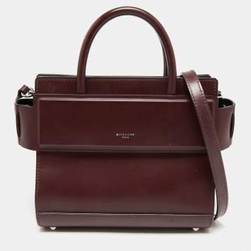 Pre Owned Givenchy Burgundy  Leather Mini Horizon Crossbody Bag