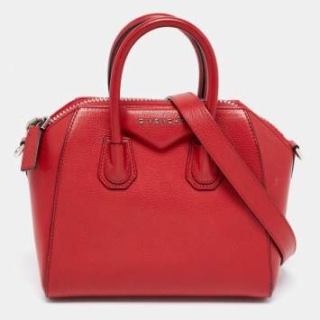 Pre Owned Givenchy Red Leather Mini Antigona Satchel