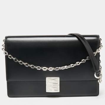 Pre Owned Givenchy Black Leather 4G Chain Shoulder Bag