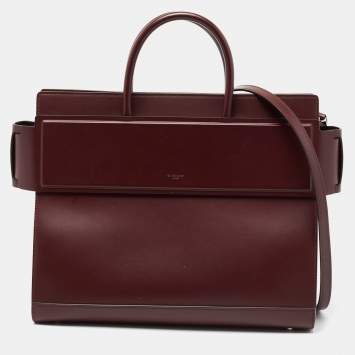 Pre Owned Givenchy Burgundy Leather Medium Horizon Tote