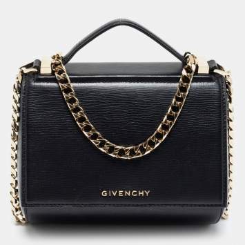 Pre Owned Givenchy Black Leather Mini Pandora Box Crossbody Bag