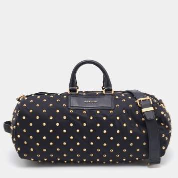 Pre Owned Givenchy Black Nylon And Leather Studded Duffle Bag
