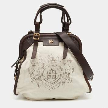 Pre Owned Givenchy Beige/Brown Canvas and Leather Satchel