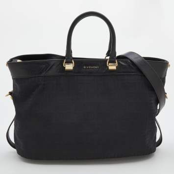 Pre Owned Givenchy Black Monogram Canvas And Leather Tote
