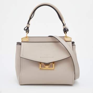 Pre Owned Givenchy Light Beige Leather Small Mystic Foldover Top Handle Bag