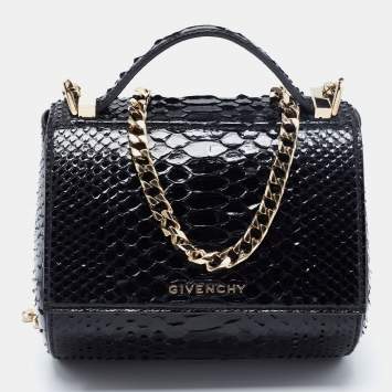 Pre Owned Givenchy Black Python Mini Pandora Box Crossbody Bag