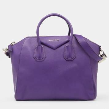 Pre Owned Givenchy Purple Leather Medium Antigona Satchel 