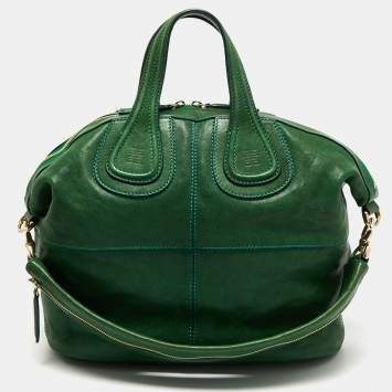 Pre Owned Givenchy Green Leather Nightingale Satchel
