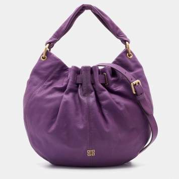Pre Owned Givenchy Purple Leather Hobo