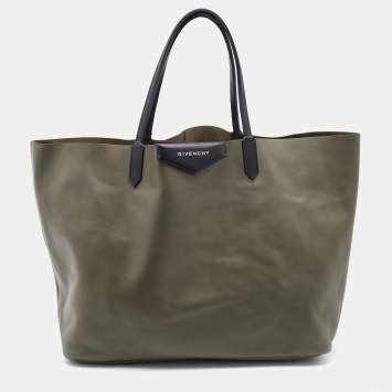 Pre Owned Givenchy Olive Green Leather Large Antigona Shopper Tote