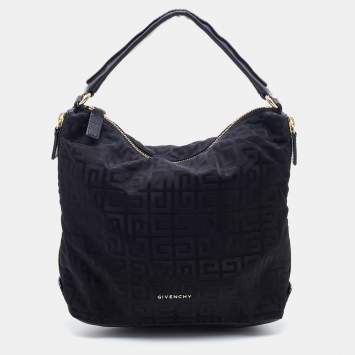 Pre Owned Givenchy Black Monogram Nylon and Leather Hobo