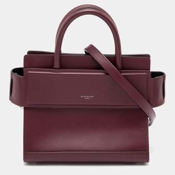 Pre Owned Givenchy Burgundy Leather Mini Horizon Crossbody Bag
