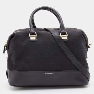 Pre Owned Givenchy Black Monogram Canvas and Leather Zip Satchel