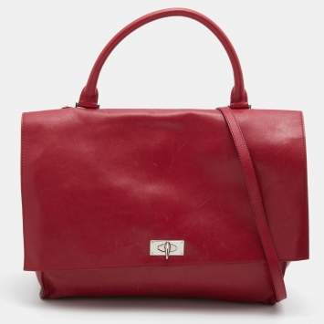 Pre Owned Givenchy Red Leather Shark Tooth Top Handle Bag