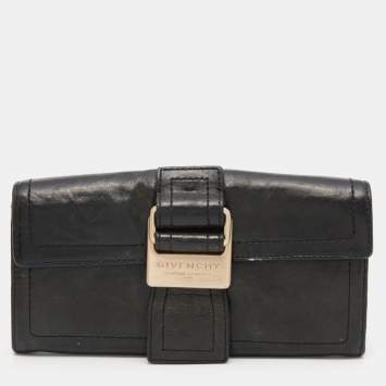 Pre Owned Givenchy Deep Green Leather Flap Continental Wallet