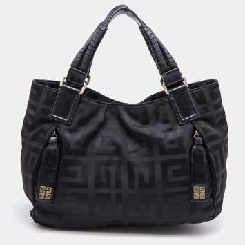 Pre Owned Givenchy Black Signature Nylon and Leather Front Zip Hobo
