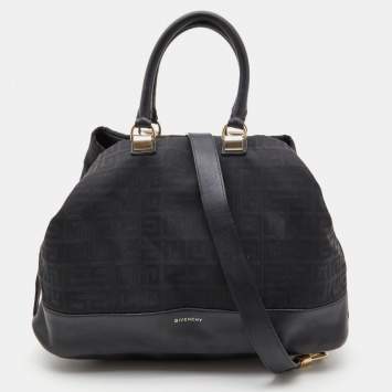 Pre Owned Givenchy Black Monogram Canvas and Leather Tote