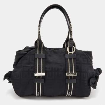 Pre Owned Givenchy Black Nylon and Leather Bow Baguette Bag