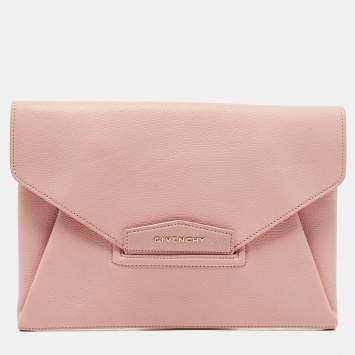 Pre Owned Givenchy Light Pink Leather Antigona Envelope Clutch