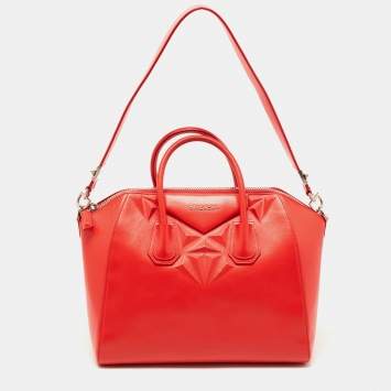 Pre Owned Givenchy Red Leather Medium Antigona Satchel