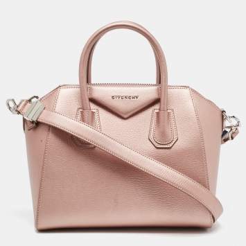 Pre Owned Givenchy Metallic Pink Leather Small Antigona Satchel