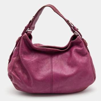 Pre Owned Givenchy Purple Leather Logo Hobo