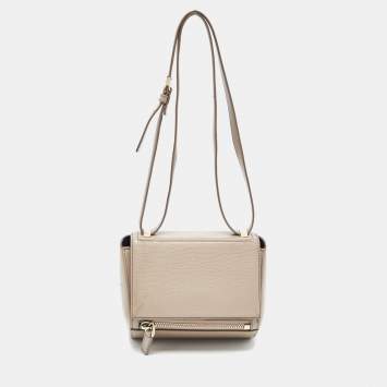 Pre Owned Givenchy Beige Leather Mini Pandora Box Crossbody Bag