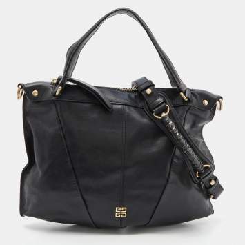 Pre Owned Givenchy Black Leather Ruched Hobo