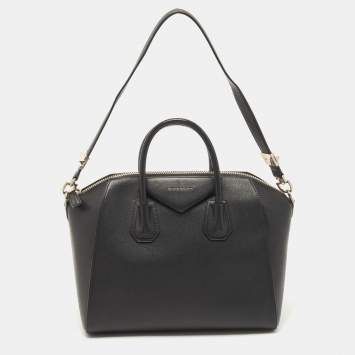 Pre Owned Givenchy Black Leather Medium Antigona Satchel