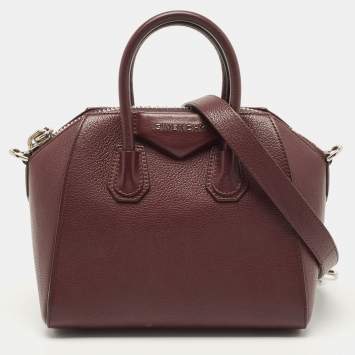 Pre Owned Givenchy Burgundy Leather Mini Antigona Satchel