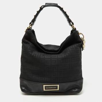 Pre Owned Givenchy Black Monogram Canvas and Leather Bucket Hobo