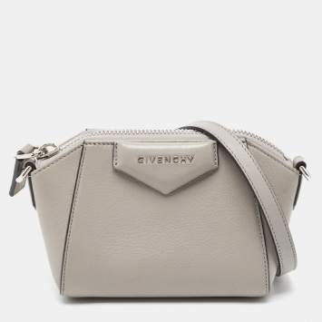Pre Owned Givenchy Grey Leather Nano Antigona Crossbody Bag