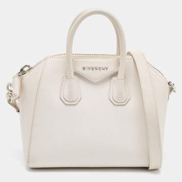 Pre Owned Givenchy Off White Leather Mini Antigona Satchel