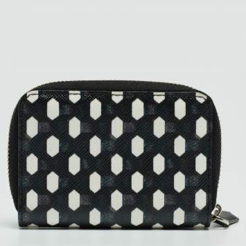 Pre Owned Givenchy Black/White Graphic Print Coated Canvas Zip Around Wallet
