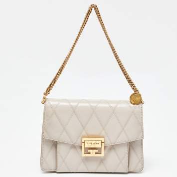 Pre Owned Givenchy Biege Leather Small GV3 Shoulder Bag