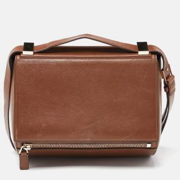 Pre Owned Givenchy Brown Leather Medium Pandora Box Bag