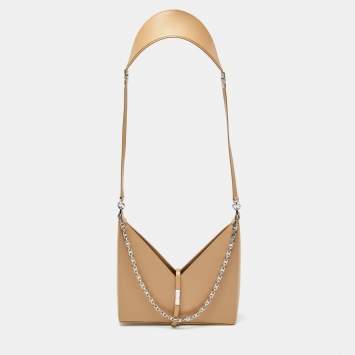 Pre Owned Givenchy Cream Glossy Leather Chain Cut Out Bag