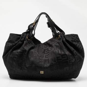 Pre Owned Givenchy Black Monogram Canvas and Leather Hobo