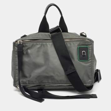 Pre Owned Givenchy Grey/Black Nylon Pandora Top Handle Bag