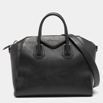Pre Owned Givenchy Black Leather Medium Antigona Satchel