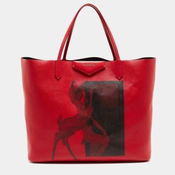 Pre Owned Givenchy Red Leather Large Bambi Antigona Shopper Tote